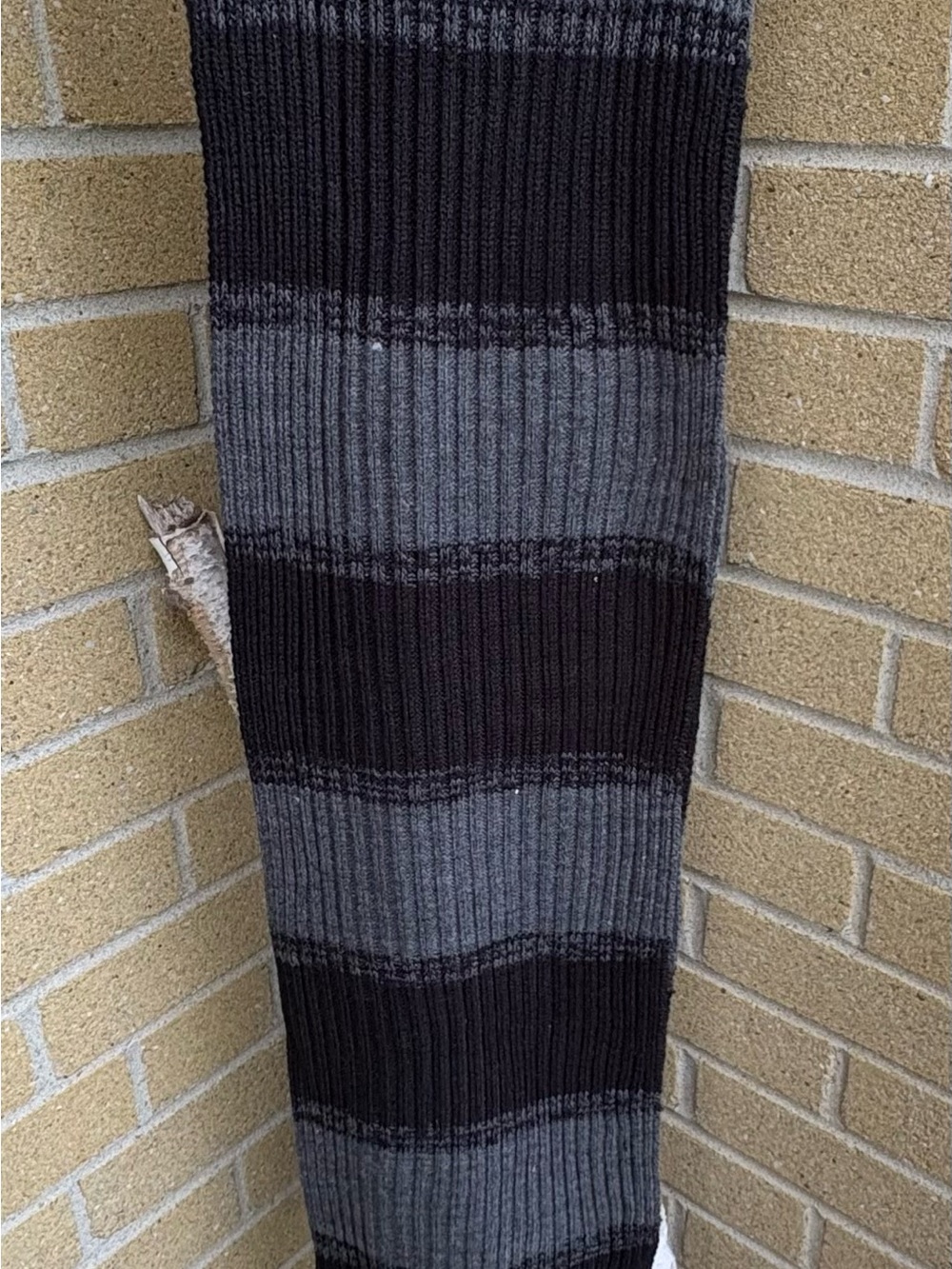 Hudson Jeans Men's Ribbed Striped Scarf - Black & Gray